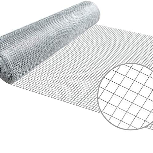 Amagabeli 1M X 25M Galvanisé Mailles Carrées Grillage Jardin Soudure 12,7 mm à Chaud Grillage à Maille Épaisseur 0,7 mm Métallique Grillage poulailler Grillage Poule Fermette HC01