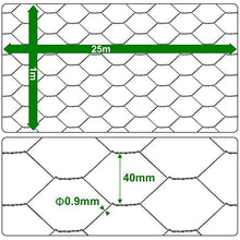 Load image into Gallery viewer, Amagabeli 1M x 25M Grillage à Poule 40mm Galvanisé Maille Hexagonal Cloture poulailler Jardin voliere Poulailler Jardin Grillage Triple Torsion Élevage Volaille Filet résistant aux Intempéries HC06
