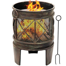 Load image into Gallery viewer, Amagabeli Brasero Exterieur pour Jardin 58 x 42 cm Portable Cheminée Foyer Extérieur pour Terrasse,Tisonnier et Grille Inclus, Chauffage de Ménager Fire Pit
