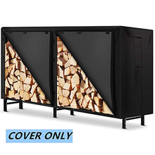 Load image into Gallery viewer, Amagabeli 8ft Firewood Log Rack Cover Weather Resistant Outdoor Heavy Duty Waterproof 600D Oxford Fabric Fireplace Logs Holder Covering Fire Wood Storage Covers with PVC Backing Black
