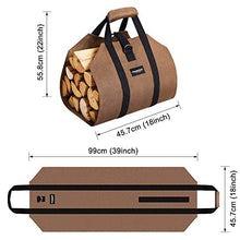 Load image into Gallery viewer, Amagabeli 99x45,7cm Toile Sac à bûche Cheminée Sac de chauffage Imperméable Transporteur de bois extérieur rangement pour le bois de avec anti-dérapantes Solide poignées Sangles Porte-bûches marron
