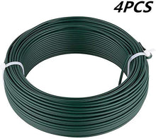 Load image into Gallery viewer, Amagabeli 2.75MM X 50M X 4PCS Fil de Tension Rouleau de Fil de Fer Métallique Vert Enduit de PVC de Métal Revêtu de Plastifié Vert pour Clôture de Jardin Jardinage WR3
