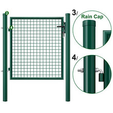 Load image into Gallery viewer, Amagabeli Portail de Jardin en métal galvanisé avec Serrure (Single) Porte de clôture Vert RAL6005 140x100cm
