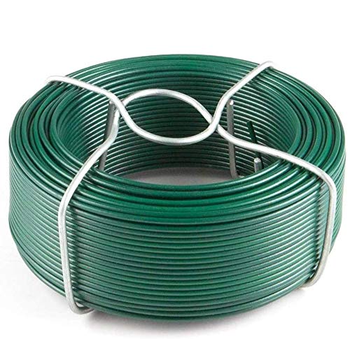 Amagabeli 6 x 50M Fil de Fer Acier Plastifie Diamètre 1.6mm Rouleau de Fil Métallique Enduit de PVC Fil d'attache de Jardin en Plastique Vert pour Les Plantes et Le Jardin Jardinage WR8