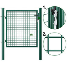 Load image into Gallery viewer, Amagabeli Portail de Jardin en métal galvanisé avec Serrure (Single) Porte de clôture Vert RAL6005 140x100cm
