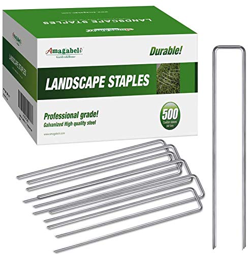 Amagabeli，500 Piquets de Jardin Pelouse Agrafes en Forme de U ，Diamètre 3mm - 150 mm Long - Ongles，Mauvaises Herbes Tissu Piquets，Galvanisé Piquets de Fixation en Acier pour Bache