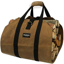 Load image into Gallery viewer, Amagabeli 99x45,7cm Toile Sac à bûche Cheminée Sac de chauffage Imperméable Transporteur de bois extérieur rangement pour le bois de avec anti-dérapantes Solide poignées Sangles Porte-bûches marron
