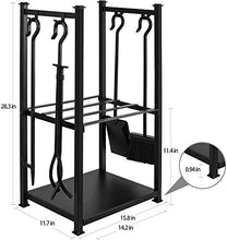 Load image into Gallery viewer, Amagabeli Porte Bûches de Cheminée avec 4 Outils 72x40x30cm Intérieur Extérieur Grande Capacité Ensemble d‘outils de Cheminée Support de Bois de Chauffage Outils Rack de Stockage Ensembles de Cheminée
