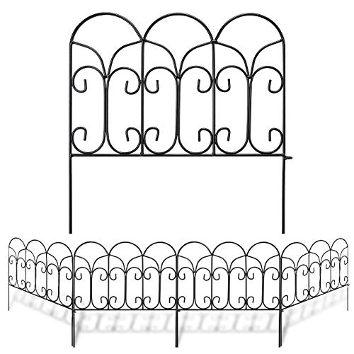 Amagabeli 46 cm x 230 cm Clôture Décorative Métal Pour Jardin Motif Paysage et Barrière Barriere de Jardin Noir