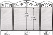 Load image into Gallery viewer, Amagabeli Indoor Fireplace Screen 3 Panel Pewter Wrought Iron Large Screen Outdoor Metal Decorative Mesh Cover Solid Fire Place Fence Leaf Design Steel Spark Guard Fireplace Panels
