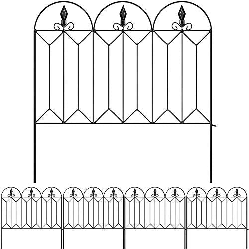 Amagabeli Garden Fence 24inx10ft Outdoor Decorative Fencing Landscape Wire Fencing Folding Wire Patio Border Edge Section Fences Flower Bed Animal Barrier Décor Picket Black Rustproof Panels Wire FC04