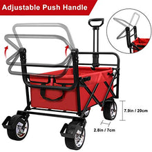 Load image into Gallery viewer, BEAU JARDIN， Chariot de Jardin  à Main Pliable， avec Freins Transport，Remorque de Jardin d&#39;extérieur Pliante Charrette à Bras jusqu&#39;à， 80KG Capacité pivotant Pliante Poussette， Rouge
