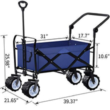 Load image into Gallery viewer, BEAU JARDIN， Chariot de Jardin à Main Pliable ， Chariot de Transport， Remorque de Jardin d&#39;extérieur Pliante Charrette à Bras jusqu&#39;à ，100KG pivotant Poussette， Bleu
