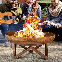 Load image into Gallery viewer, Amagabeli Grand Foyer De 23,6 Pouces Grande Capacité Portable Extérieur en Fer Robuste Bol De Feu pour Patio Camping Barbecue Brasero pour Chauffage De Jardin Brûleur À Bois De Charbon De Bois
