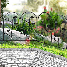 Load image into Gallery viewer, Amagabeli 46 cm x 214 cm Clôture Décorative en Métal Pour Jardin Motif Paysage et Barrière de Jardin Noir Lot de 6 Panneaux Extérieurs
