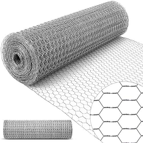 Amagabeli 1M x 25M Grillage à Poule 25mm Galvanisé Maille Hexagonal Cloture poulailler Jardin voliere Poulailler Jardin Grillage Triple Torsion Élevage Volaille Filet résistant aux Intempéries HC06