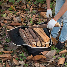 Load image into Gallery viewer, Amagabeli Toile Sac à bûche Cheminée Sac de rangement pour le bois de chauffage Grande capacité Porte-bûches De plein air Porte-bûches en bois ciré avec poignées Solide Sac de transport en bois
