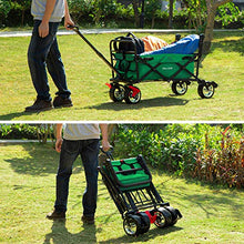 Load image into Gallery viewer, BEAU JARDIN ，Chariot de Jardin à Main Pliable， avec Frein Transport，Remorque de Jardin d&#39;extérieur Pliante Charrette à Bras jusqu&#39;à，80KG Capacité pivotant Pliante Poussette，Vert
