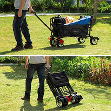 Load image into Gallery viewer, BEAU JARDIN，Chariot de Jardin  à Main Pliable，avec Frein Transport，Remorque de Jardin d&#39;extérieur Pliante Charrette à Bras jusqu&#39;à ，80KG Capacité pivotant Pliante Poussette， Noir
