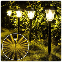 Load image into Gallery viewer, BEAU JARDIN Jardin Lampes Solaires Extérieur Étanche Voie Lentille Acier Inoxydable Fait Auto Marche/Arrêt Sans Fil Rechargeable LED Lumière Alimentée Par pour Pelouse Patio Yard 4 Pack 14x 50.2cm
