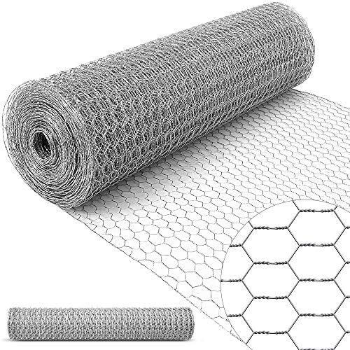 Amagabeli 1Mx25M Grillage à Poule 13mm Galvanisé Maille Hexagonal Cloture poulailler Jardin voliere Poulailler Jardin Grillage Triple Torsion Élevage Volaille Filet résistant aux Intempéries HC06