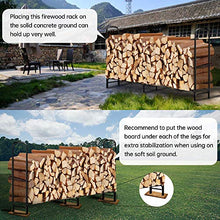 Load image into Gallery viewer, Amagabeli 8 ft Outdoor Fire Wood Log Rack for Fireplace Heavy Duty Firewood Pile Storage Racks for Patio Deck Metal Log Holder Stand Tubular Steel Wood Stacker Outside Tools Accessories Black
