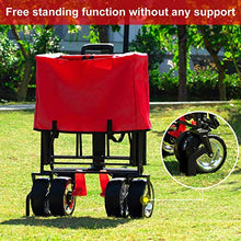 Load image into Gallery viewer, BEAU JARDIN， Chariot de Jardin  à Main Pliable， avec Freins Transport，Remorque de Jardin d&#39;extérieur Pliante Charrette à Bras jusqu&#39;à， 80KG Capacité pivotant Pliante Poussette， Rouge
