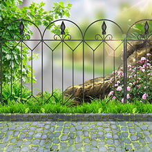 Load image into Gallery viewer, Amagabeli Garden Fence 24inx10ft Outdoor Decorative Fencing Landscape Wire Fencing Folding Wire Patio Border Edge Section Fences Flower Bed Animal Barrier Décor Picket Black Rustproof Panels Wire FC04
