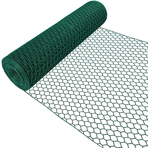 Amagabeli 1M x 25M Grillage Jardin 13mm Grillage à Poule Cloture Jardin RAL6005 PVC Maille Fine Grillage Poulailler Hexagonal Bordures Jardin Grillage Triple Torsion Voliere HC05