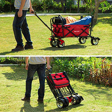 Load image into Gallery viewer, BEAU JARDIN， Chariot de Jardin  à Main Pliable， avec Freins Transport，Remorque de Jardin d&#39;extérieur Pliante Charrette à Bras jusqu&#39;à， 80KG Capacité pivotant Pliante Poussette， Rouge
