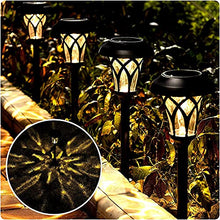 Load image into Gallery viewer, BEAU JARDIN Jardin Lumières Solaires Extérieur Étanche Voie Lumière Lentille Verre Acier Inoxydable Fait Auto Marche/Arrêt Éclairage De LED Rechargeable pour Pelouse Patio Jardin 4 Pack 13,5 x 45,6cm
