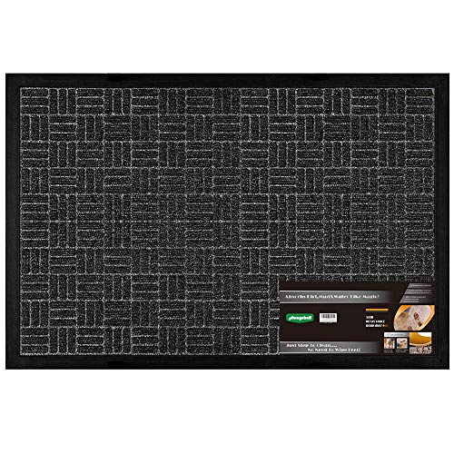 Amagabeli, Paillasson pour Porte, d'Entrée Tapis d'Extérieur Couloir Paillasson, pour Intérieur Tampon de Récurage, en Coton Racleur d'Extérieur, 60x90 Gris