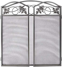 Load image into Gallery viewer, Amagabeli Indoor Fireplace Screen 3 Panel Pewter Wrought Iron Large Screen Outdoor Metal Decorative Mesh Cover Solid Fire Place Fence Leaf Design Steel Spark Guard Fireplace Panels
