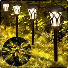 Load image into Gallery viewer, BEAU JARDIN Jardin Lumières Solaires Extérieur Étanche Voie Lumière Lentille Verre Acier Inoxydable Fait Auto Marche/Arrêt Éclairage De LED Rechargeable pour Pelouse Patio Jardin 4 Pack 13,5 x 45,6cm
