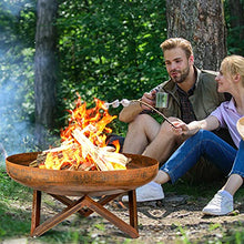 Load image into Gallery viewer, Amagabeli Grand Foyer De 23,6 Pouces Grande Capacité Portable Extérieur en Fer Robuste Bol De Feu pour Patio Camping Barbecue Brasero pour Chauffage De Jardin Brûleur À Bois De Charbon De Bois
