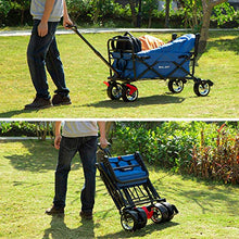 Load image into Gallery viewer, BEAU JARDIN， Chariot de Jardin à Main Pliable， avec Frein Transport ，Remorque de Jardin d&#39;extérieur Pliante Charrette à Bras jusqu&#39;à， 80KG Capacité pivotant Pliante Poussette， Bleu
